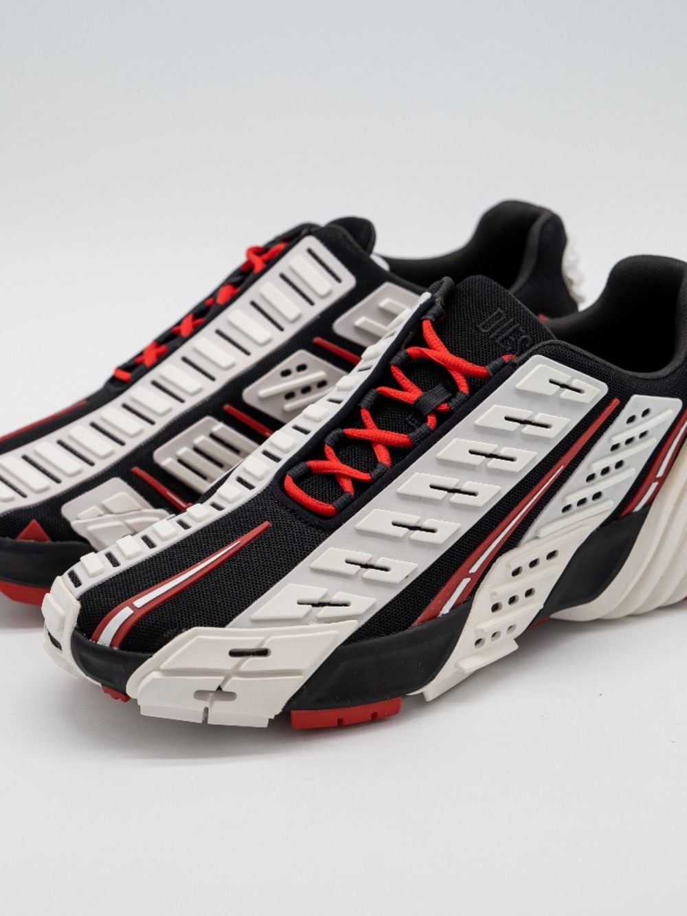 size 10 Diesel S Prototype Low White Black Red Sneakers